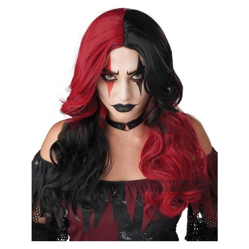 Evil Jester Red And Black Wig - Jokers Costume Mega Store