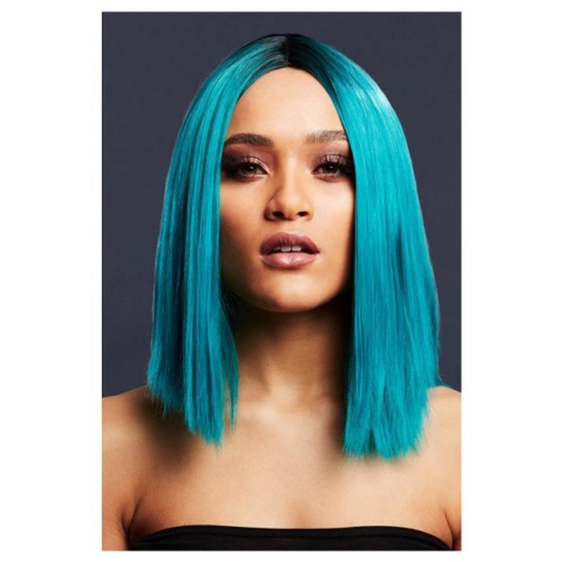Fever Kylie Wig Two-Toned Teal, Straight Bob, Centre Part, 37cm