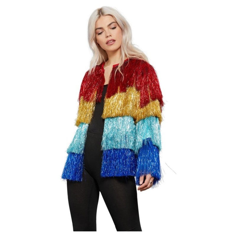 Fever Tinsel Festival Jacket, Rainbow - Jokers Costume Mega Store