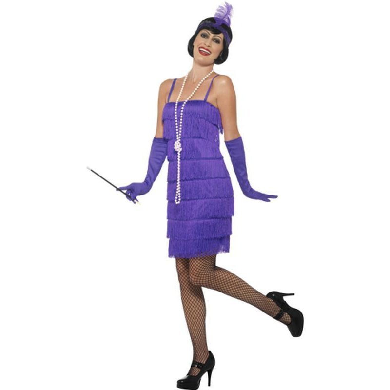 Flapper Costume - Purple, with Short Dress - Jokers Costume Mega Store