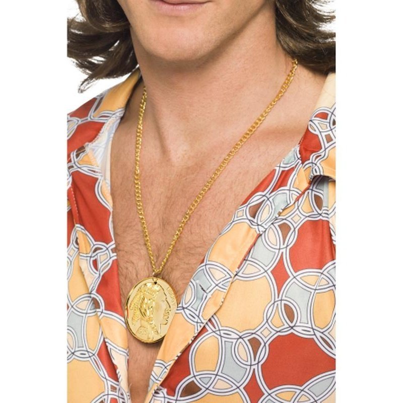 Gold Metal Medallion On Chain - Jokers Costume Mega Store