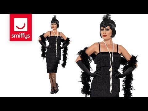 Load video: Flapper Costume - Black, with Long Dress