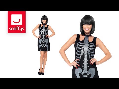 Load video: Skeleton Costume, Shift Dress