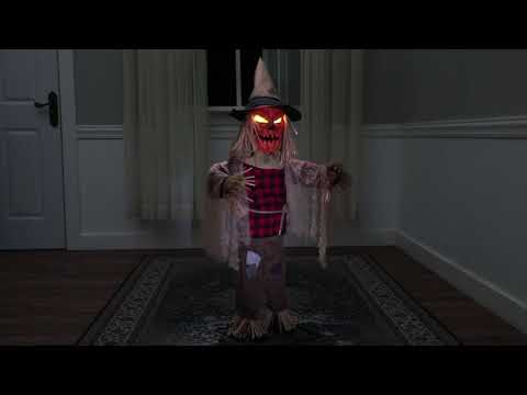 Load video: 36" Twitching Scarecrow Animated Prop