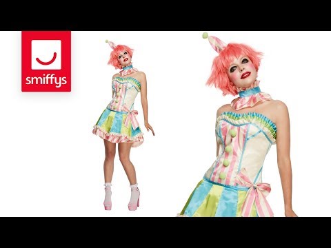 Load video: Fever Deluxe Vintage Clown Costume, With Corset