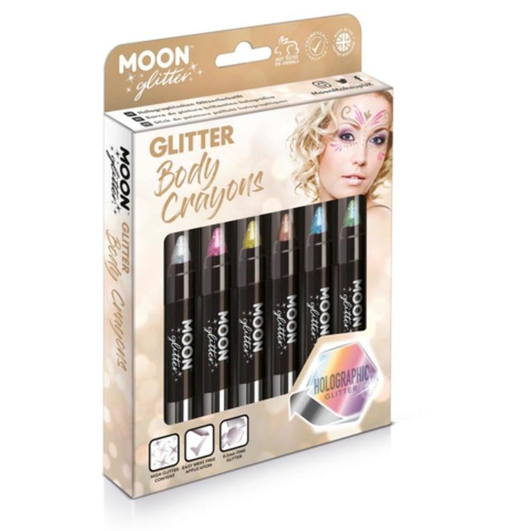 Moon Glitter Holographic Body Crayons, Assorted-Make up and Special FX-Jokers Costume Mega Store