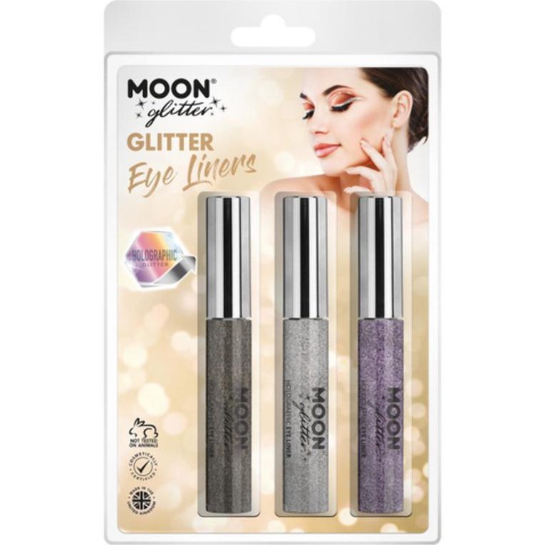 Moon Glitter Holographic Glitter Eye Liner, Black, Silver, Purple-Make up and Special FX-Jokers Costume Mega Store