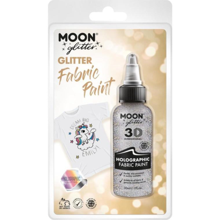 Moon Glitter Holographic Glitter Fabric Paint, Silver-Make up and Special FX-Jokers Costume Mega Store