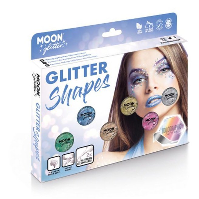 Moon Glitter Holographic Glitter Shapes, Assorted-Make up and Special FX-Jokers Costume Mega Store