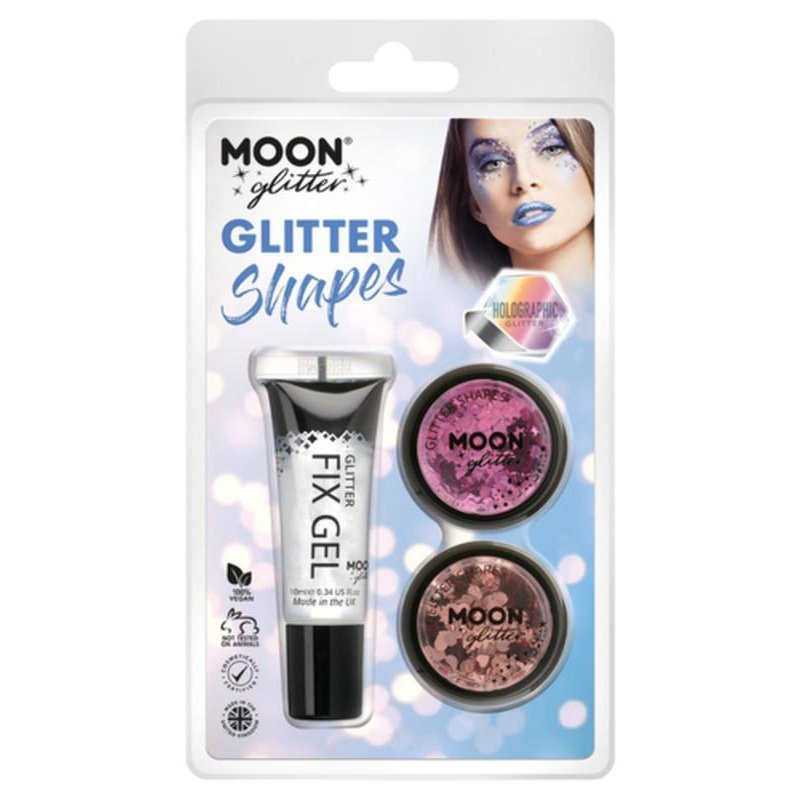 Moon Glitter Holographic Shapes Clamshell, 3g Costume Make Up Moon Glitter Holographic Shapes Clamshell, 3g Costume Make Up