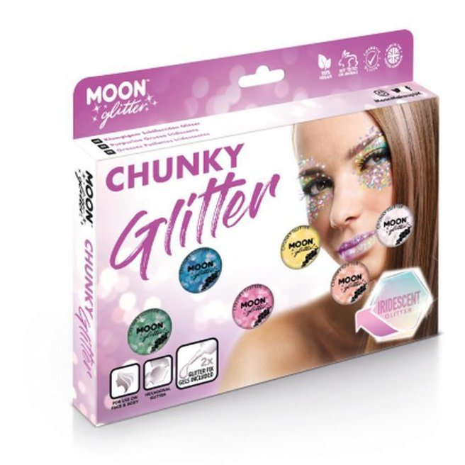 Moon Glitter Iridescent Chunky Glitter, Assorted-Make up and Special FX-Jokers Costume Mega Store