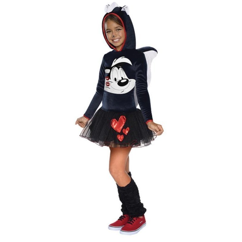 Pepe Le Pew Girls Hooded Costume Size S - Jokers Costume Mega Store
