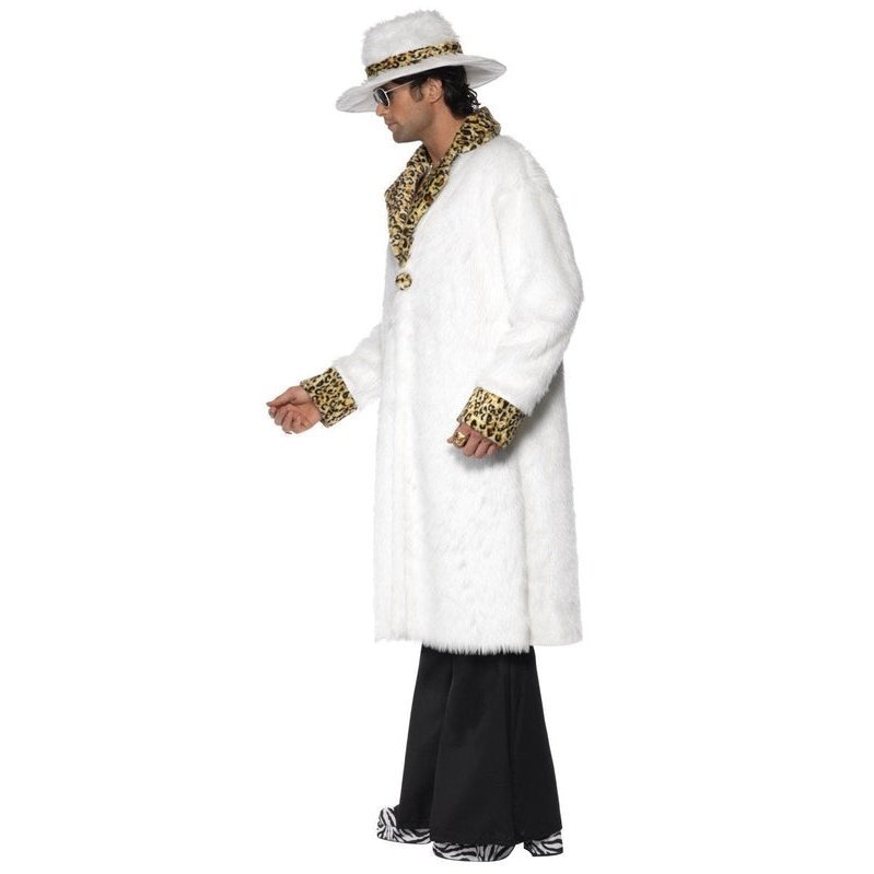 Pimp Costume, White And Leopard Skin - Jokers Costume Mega Store