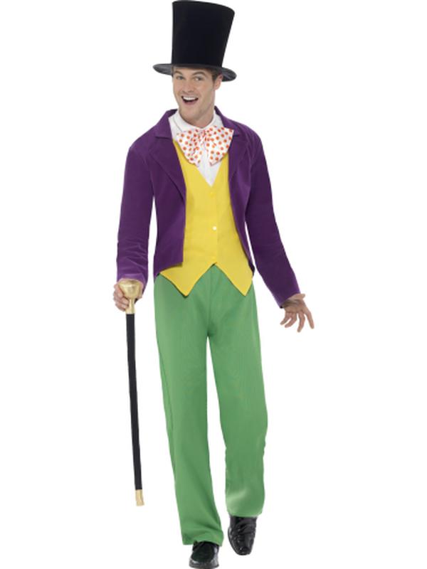 Adult Chocolate Factory Owner Outfit Willy Wonka Fancy Dress Costume  Accessory