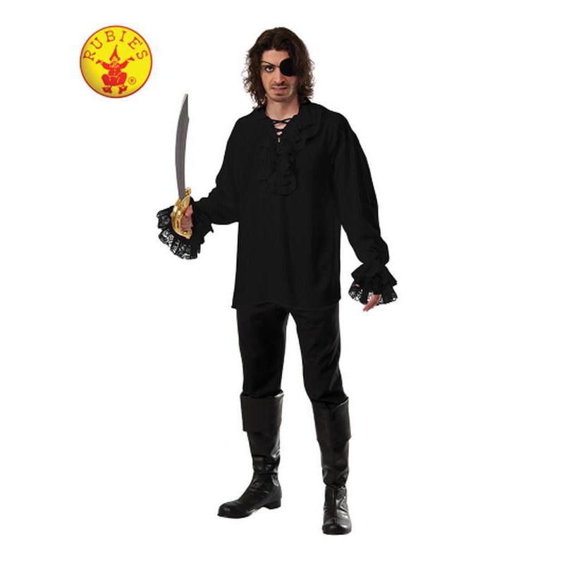 Ruffled Pirate Shirt Black Size Standard - Jokers Costume Mega Store