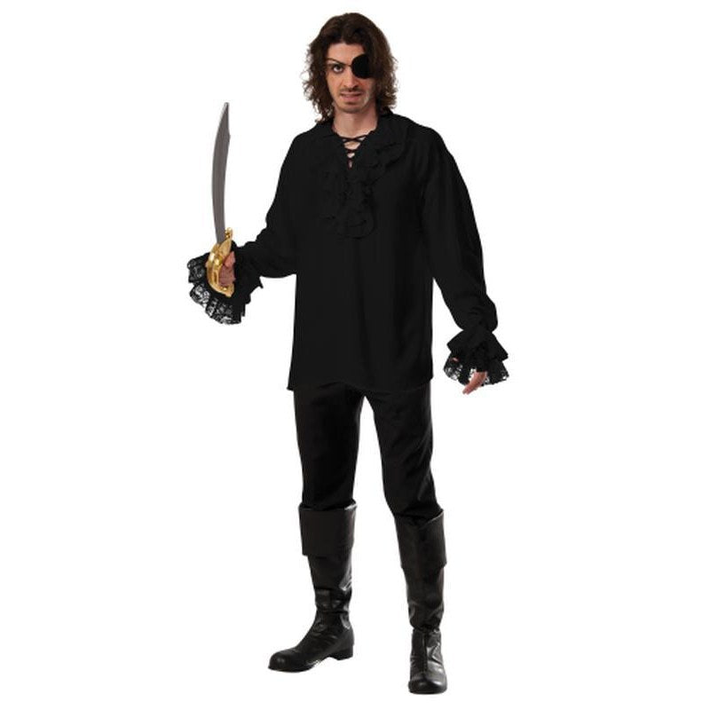 Ruffled Pirate Shirt Black Size Xl - Jokers Costume Mega Store
