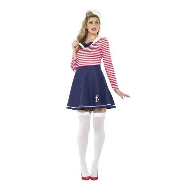 Sailor Lady Costume, Blue & White - Jokers Costume Mega Store