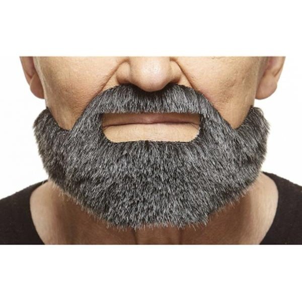 Salt And Pepper Half Beard And Moustache - Jokers Costume Mega Store