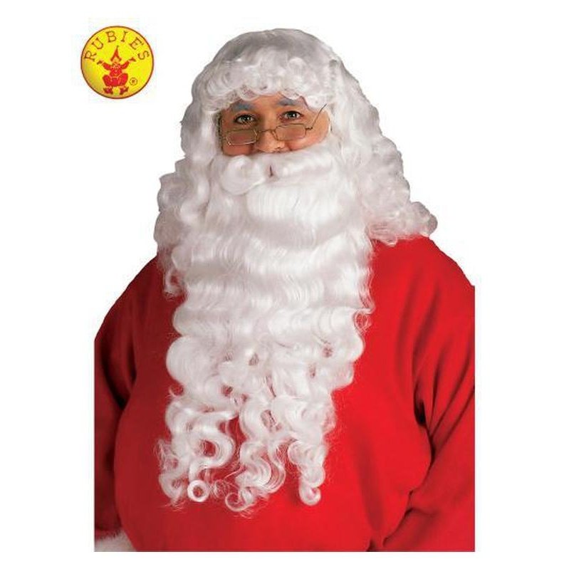 SANTA PLUSH BEARD & WIG SET - ADULT-Wigs-Jokers Costume Mega Store