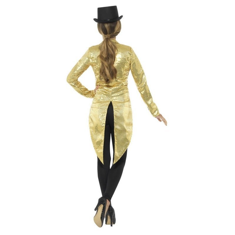 Sequin Tailcoat Jacket, Ladies Gold - Jokers Costume Mega Store