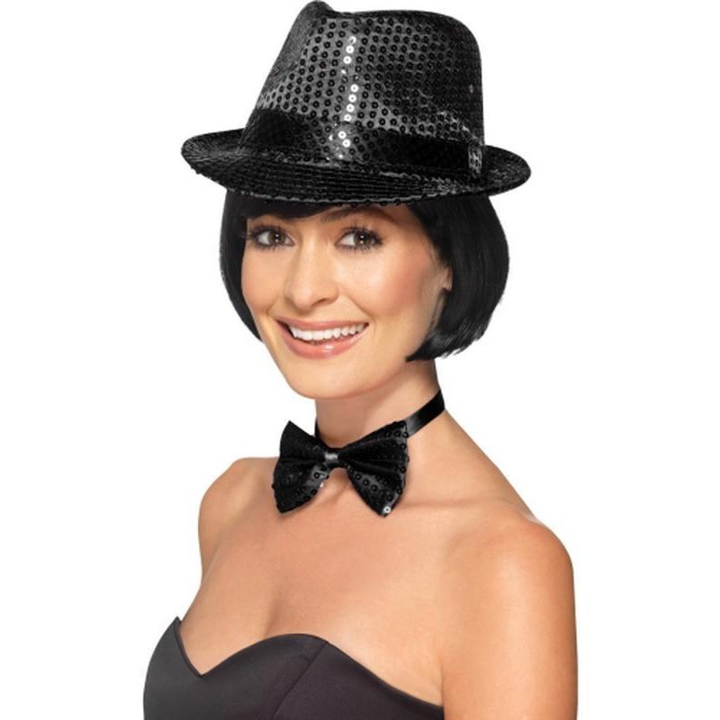 Sequin Trilby Hat - Black - Jokers Costume Mega Store
