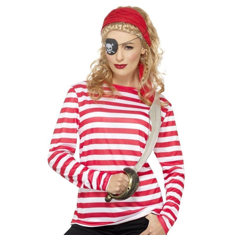 Stripy T Shirt, Red - Jokers Costume Mega Store
