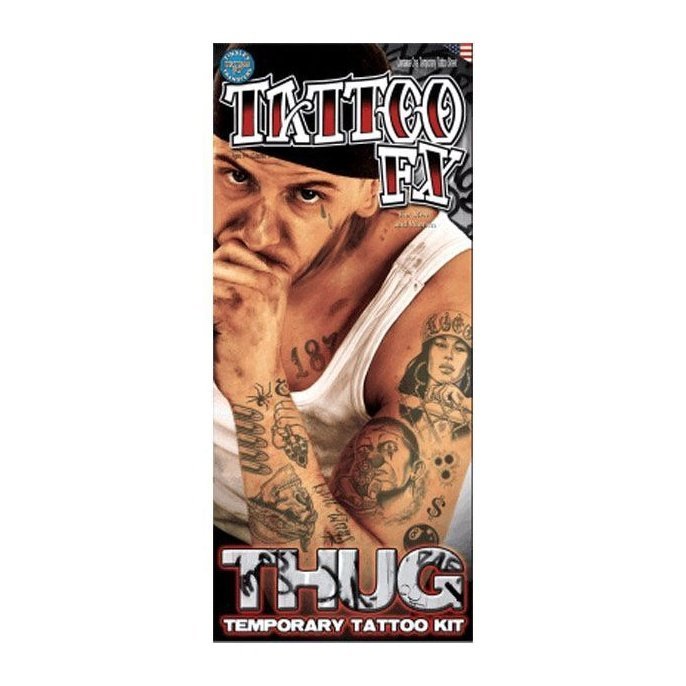 Thug Character Kit Temporary Tattoos - Jokers Costume Mega Store