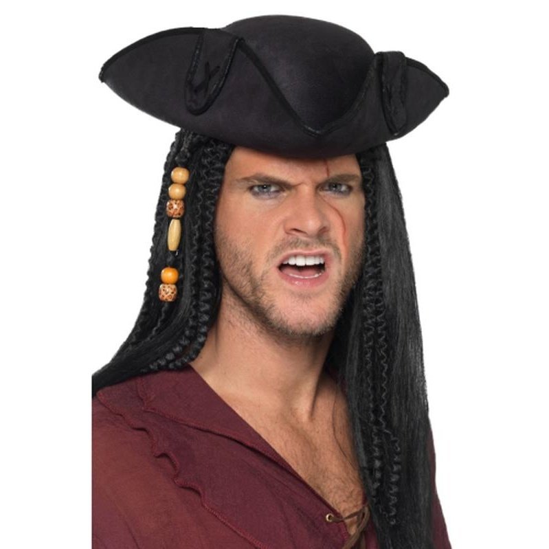 Tricorn Pirate Captain Hat, Black - Jokers Costume Mega Store
