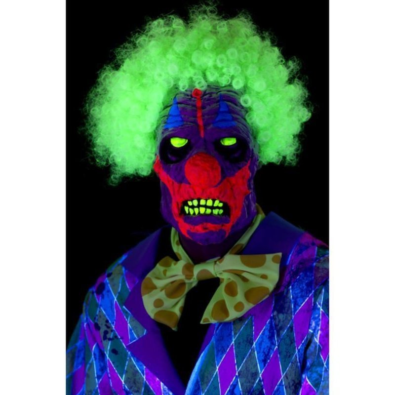 Uv Black Light Clown Mask - Jokers Costume Mega Store