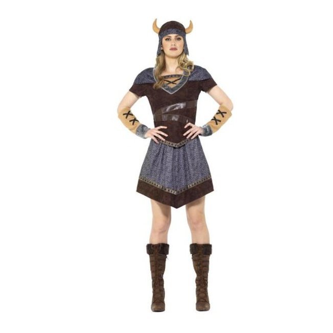 Viking Lady Costume, Brown - Jokers Costume Mega Store