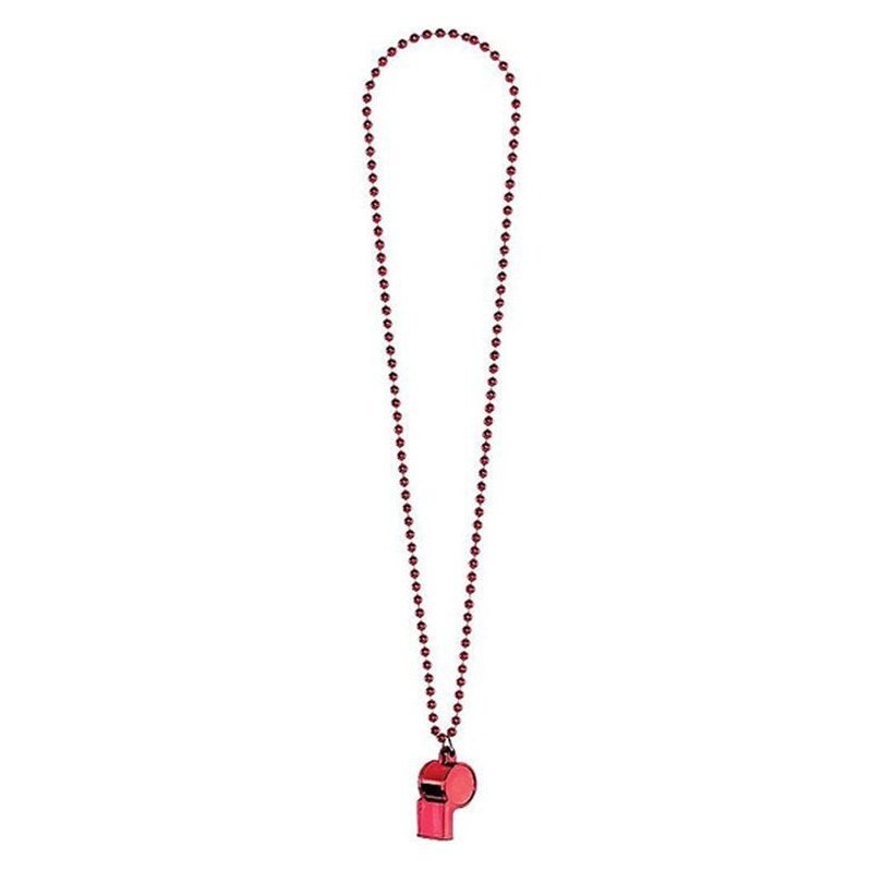 Whistle On Chain Necklace Red - Jokers Costume Mega Store