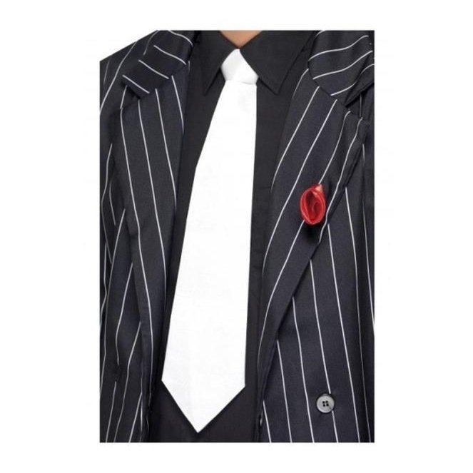 White Gangster Tie On Elastic - Jokers Costume Mega Store