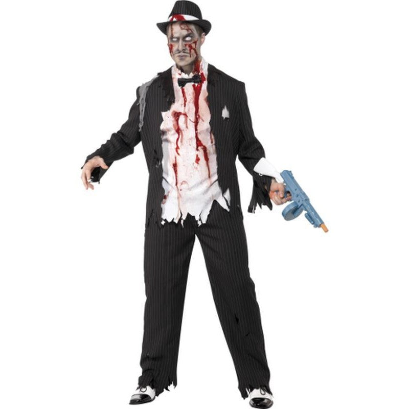 Zombie Gangster Costume, Black - Jokers Costume Mega Store