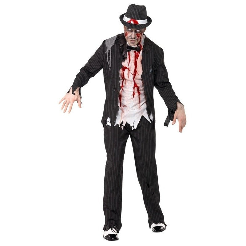 Zombie Gangster Costume, Black - Jokers Costume Mega Store