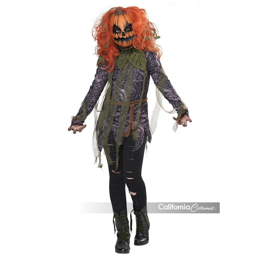 Adorable pumpkin monster girls costume with orange dress and monster hood