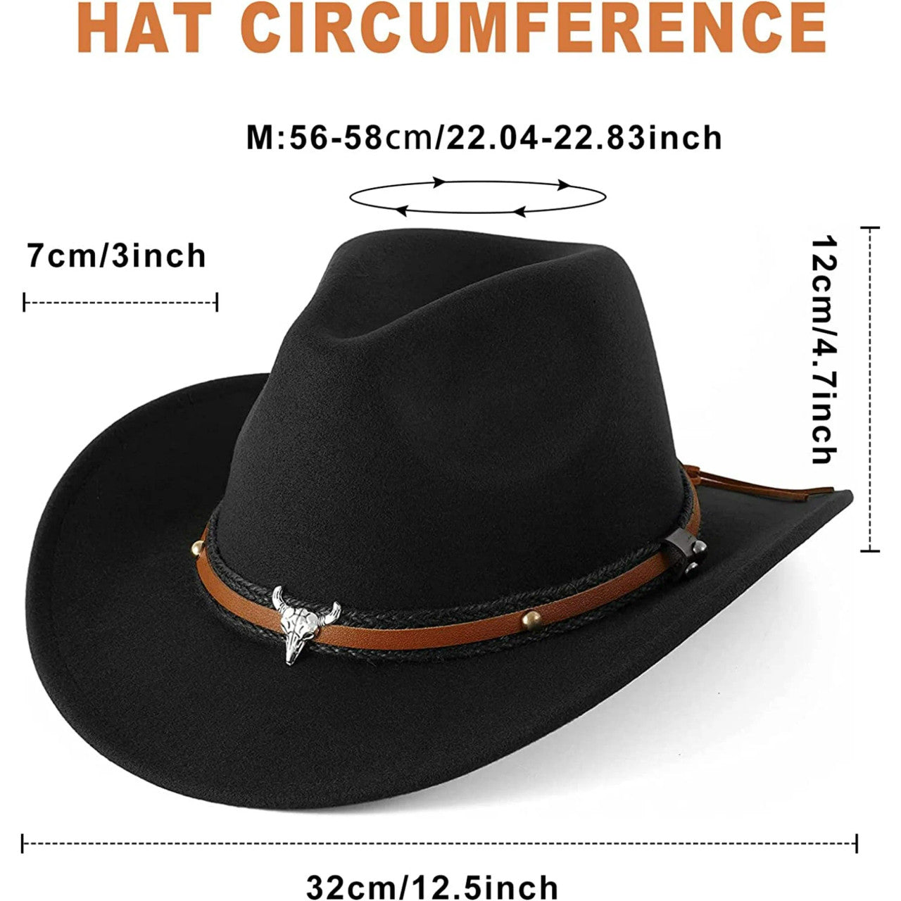 Cowboy Hat with Bull Head Band