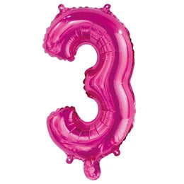 Number 3 Hot Pink Foil Balloon - 35cm