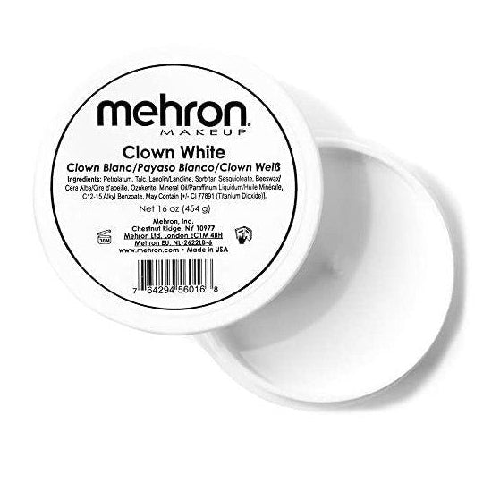 454g Mehron Clown White makeup, perfect for creating classic clown looks