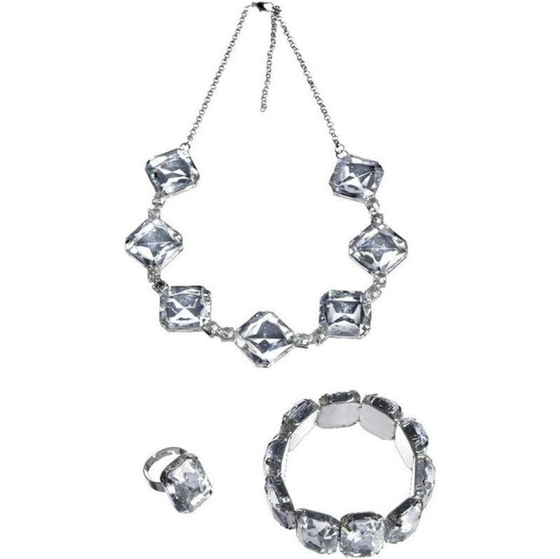 Exquisite Roaring 20s Crystal Jewellery Set featuring sparkling earrings and matching necklace with a vintage-inspired design