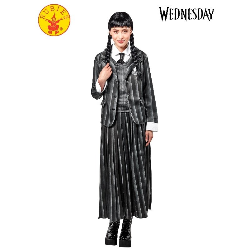 Wednesday Nevermore Academy Black Costume (Netflix), Adult.