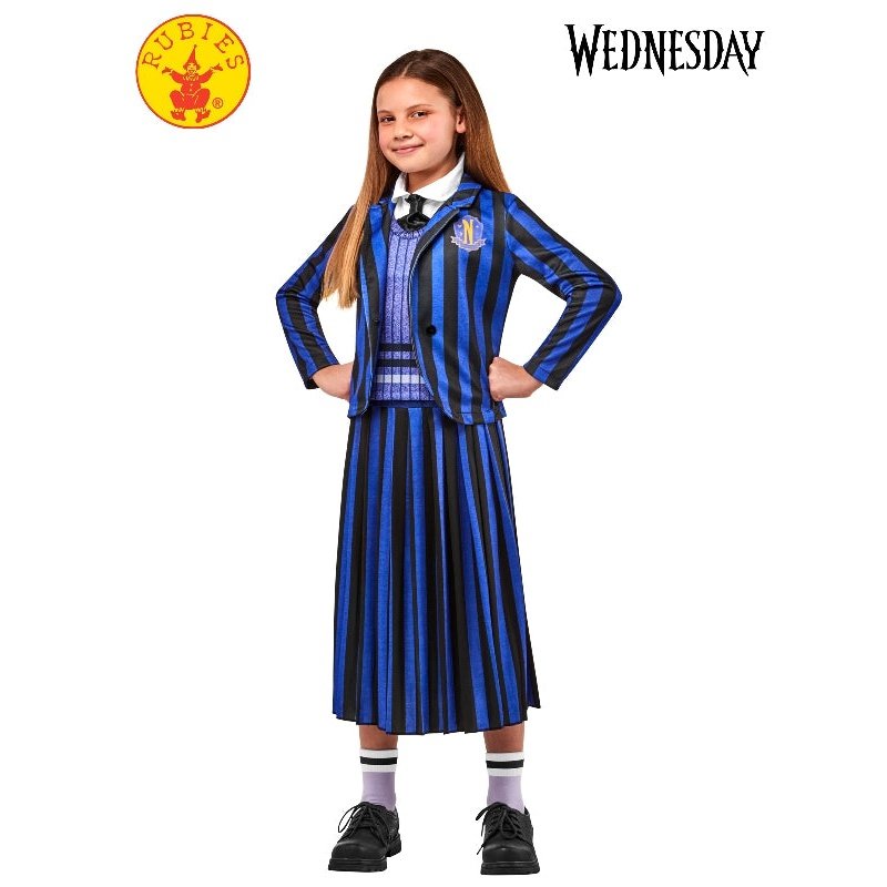 Wednesday Nevermore Blue Deluxe Costume (Netflix), Child.