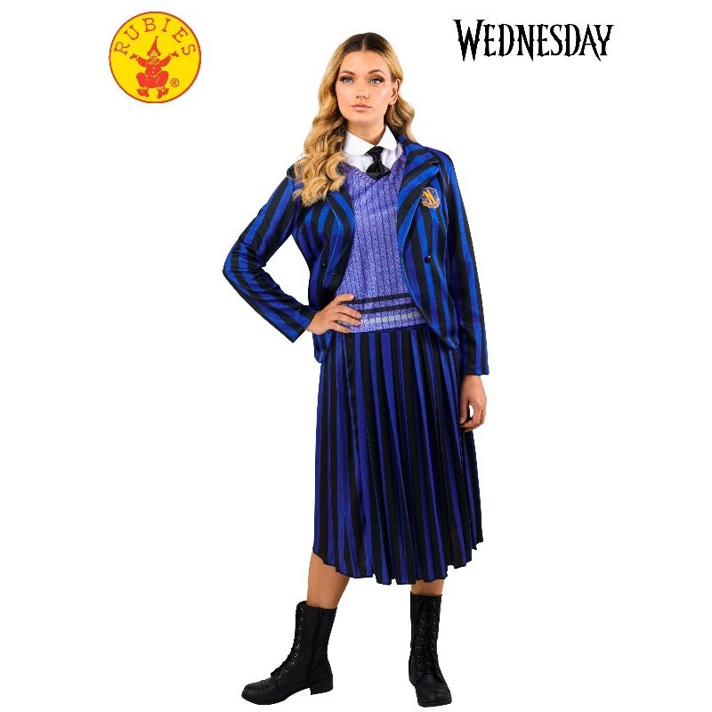 Wednesday Nevermore Blue Deluxe Costume (Netflix), Adult.