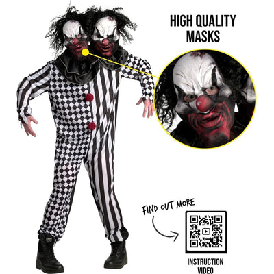 Two Headed Clown Mens Costume