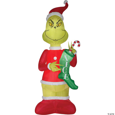 108" Blow Up Inflatable Grinch with Stock Giant Outdoor Yard Decoration.