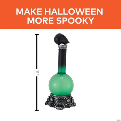 11" Light-Up LED Green Potion Bottle with Skulls