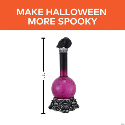 11" Light-Up LED Purple Potion Bottle with Skulls