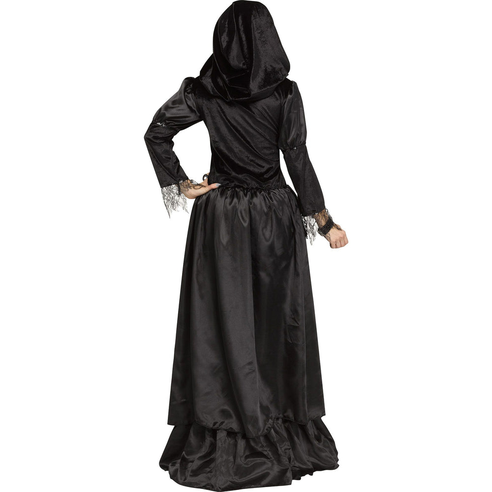  Evil Queen Halloween Costume with Regal Black and Silver Gown