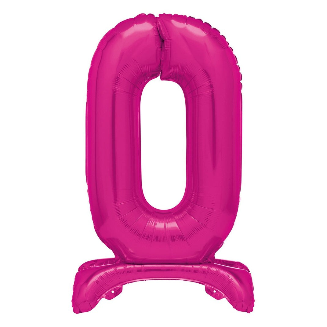Pink Number 0 Standing Foil Balloon-76cm