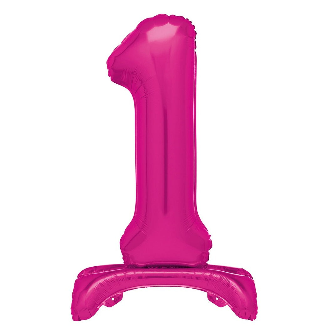Hot Pink Number 1 Standing Foil Balloon 76cm - Air Fill