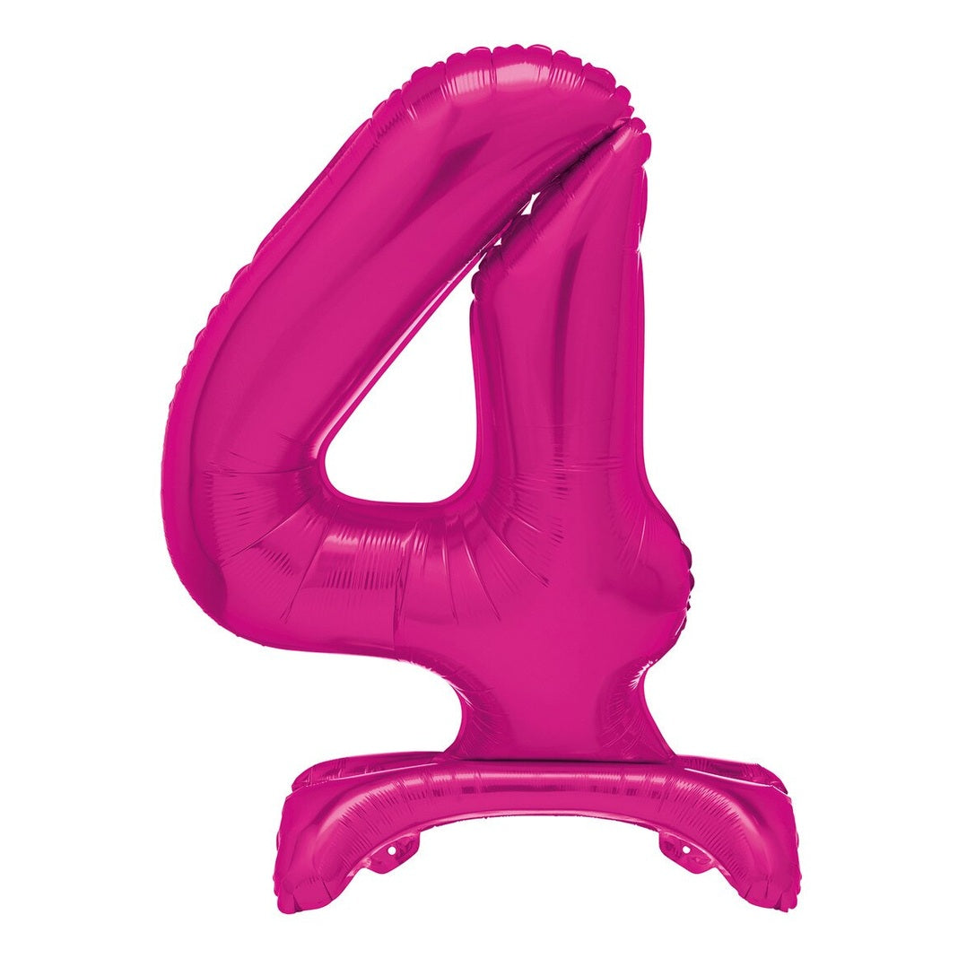 Hot Pink Number 4 Standing Foil Balloon 76cm - Air Fill